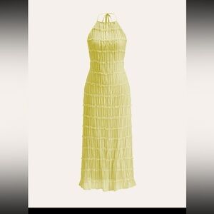 Commense One-Shoulder Yellow Textured Maxi Dress